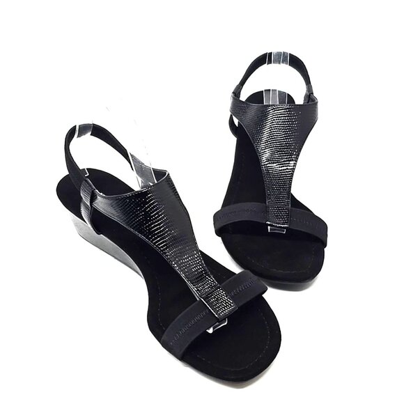 Alfani Vacanzaa Step 'N Flex Wedge Black Sandals Women's Size 10M - Picture 2 of 12